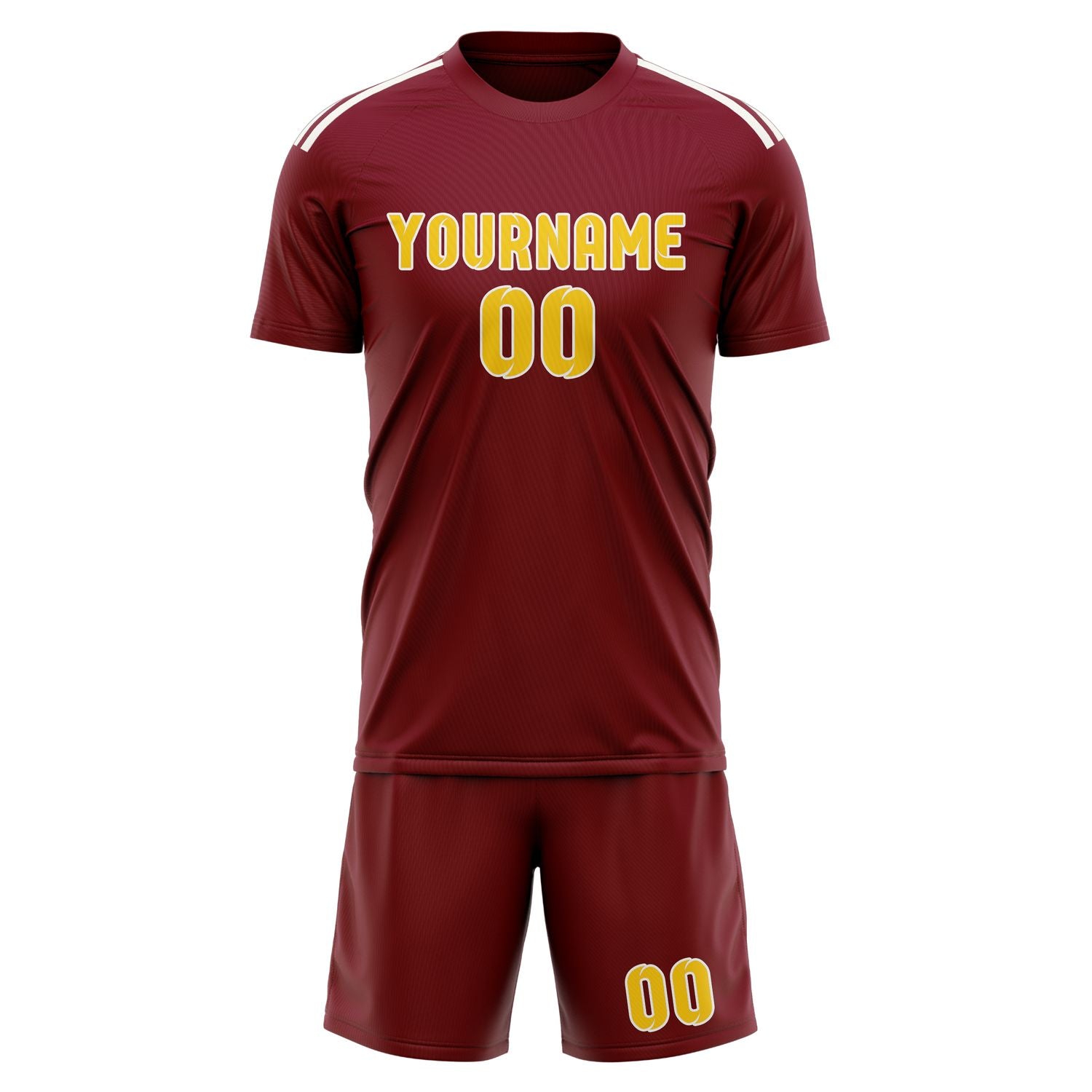 Custom Crimson Red Gold Soccer Set