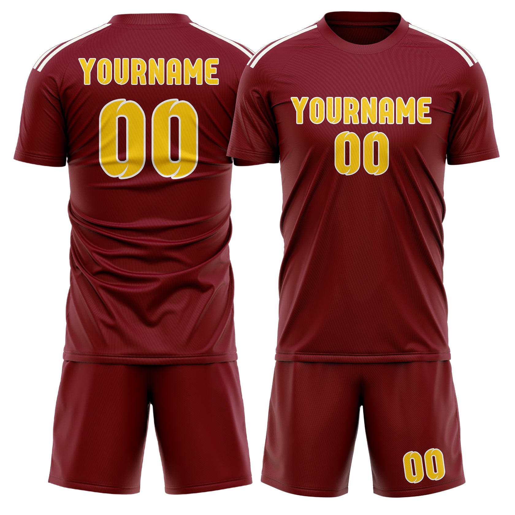 Custom Crimson Red Gold Soccer Set