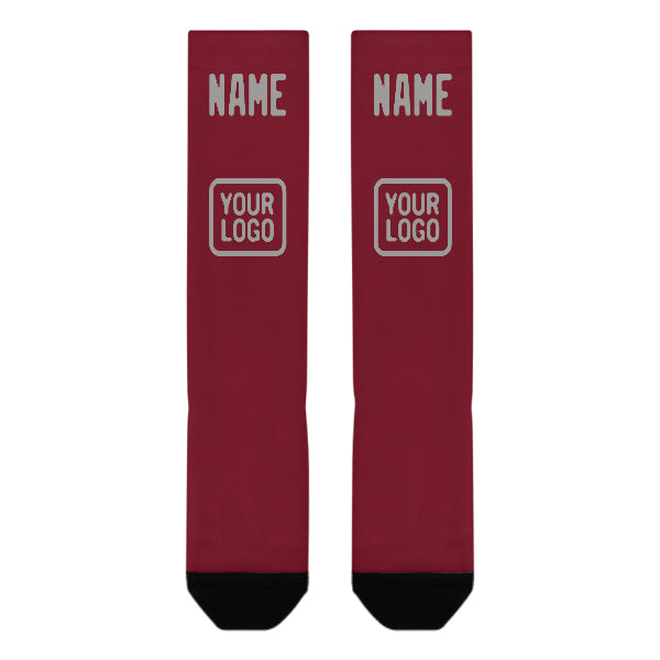 Custom Crimson Red Gray Knee-High Sock