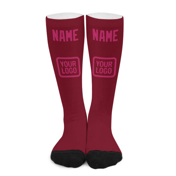 Custom Crimson Red Pink Knee-High Sock