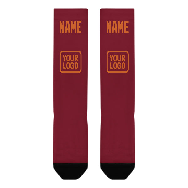 Custom Crimson Red Orange Knee-High Sock