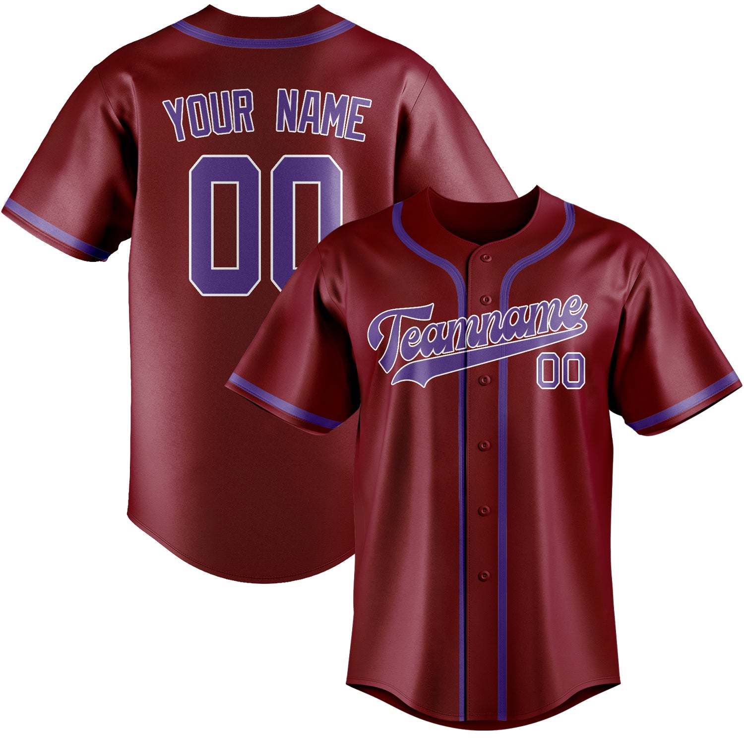Custom Crimson Red Light Purple Baseball Jersey
