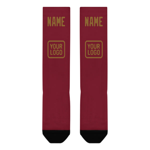 Custom Crimson Red Khaki Knee-High Sock