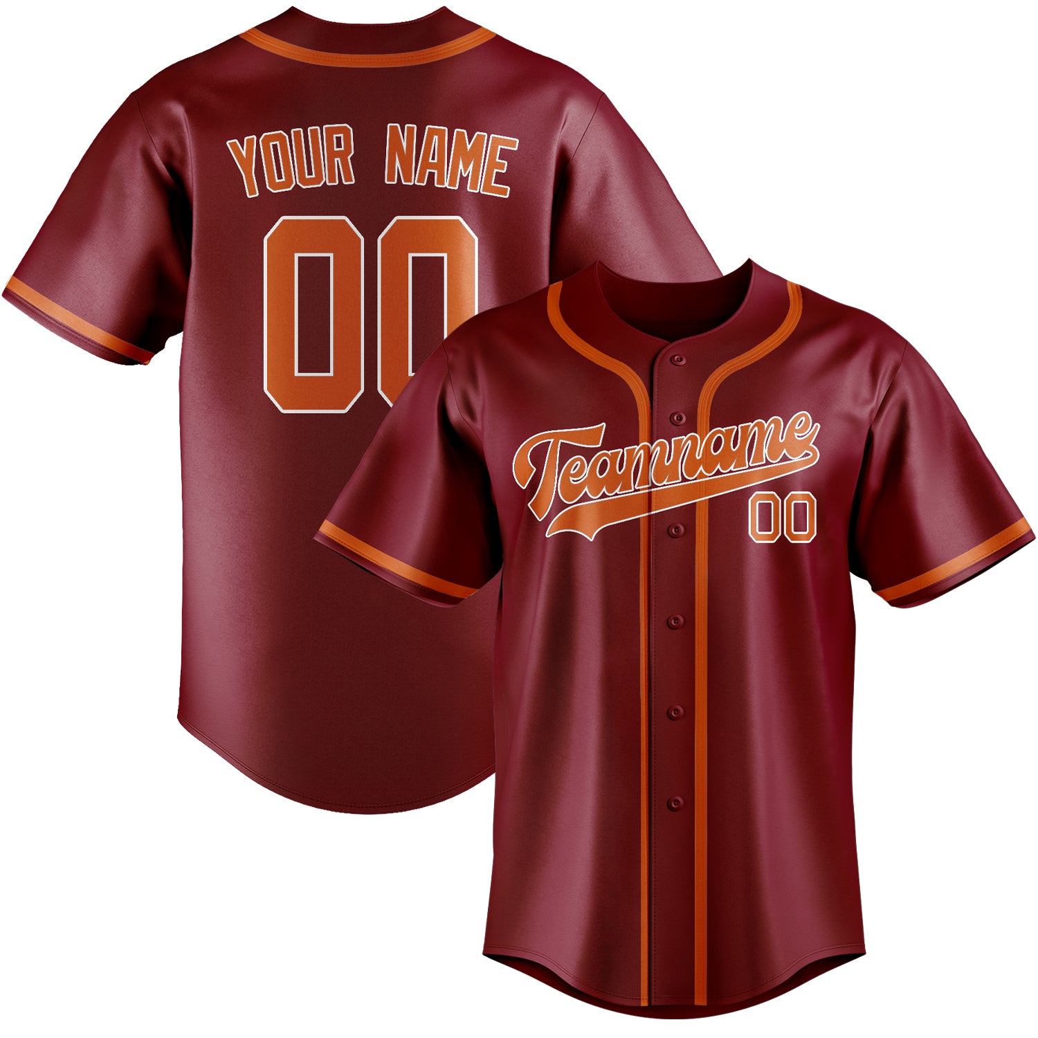 Custom Crimson Red Orange Baseball Jersey