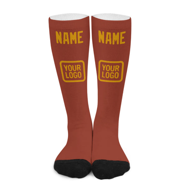 Custom Coral Red Yellow Knee-High Sock
