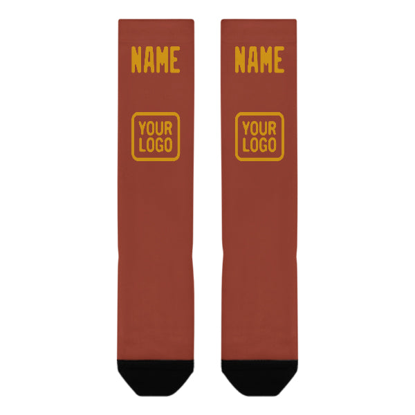 Custom Coral Red Yellow Knee-High Sock