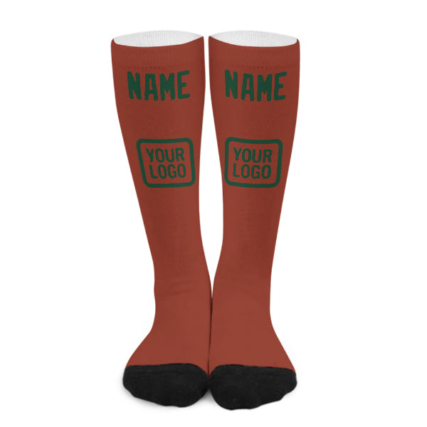Custom Coral Red Green Knee-High Sock