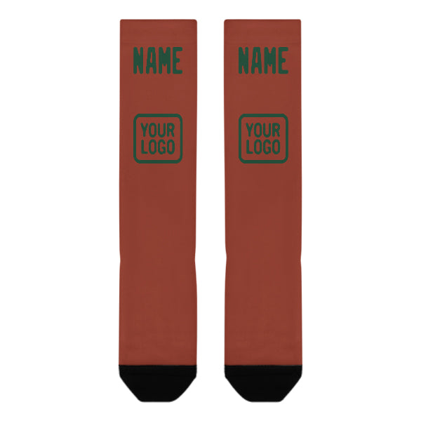 Custom Coral Red Green Knee-High Sock