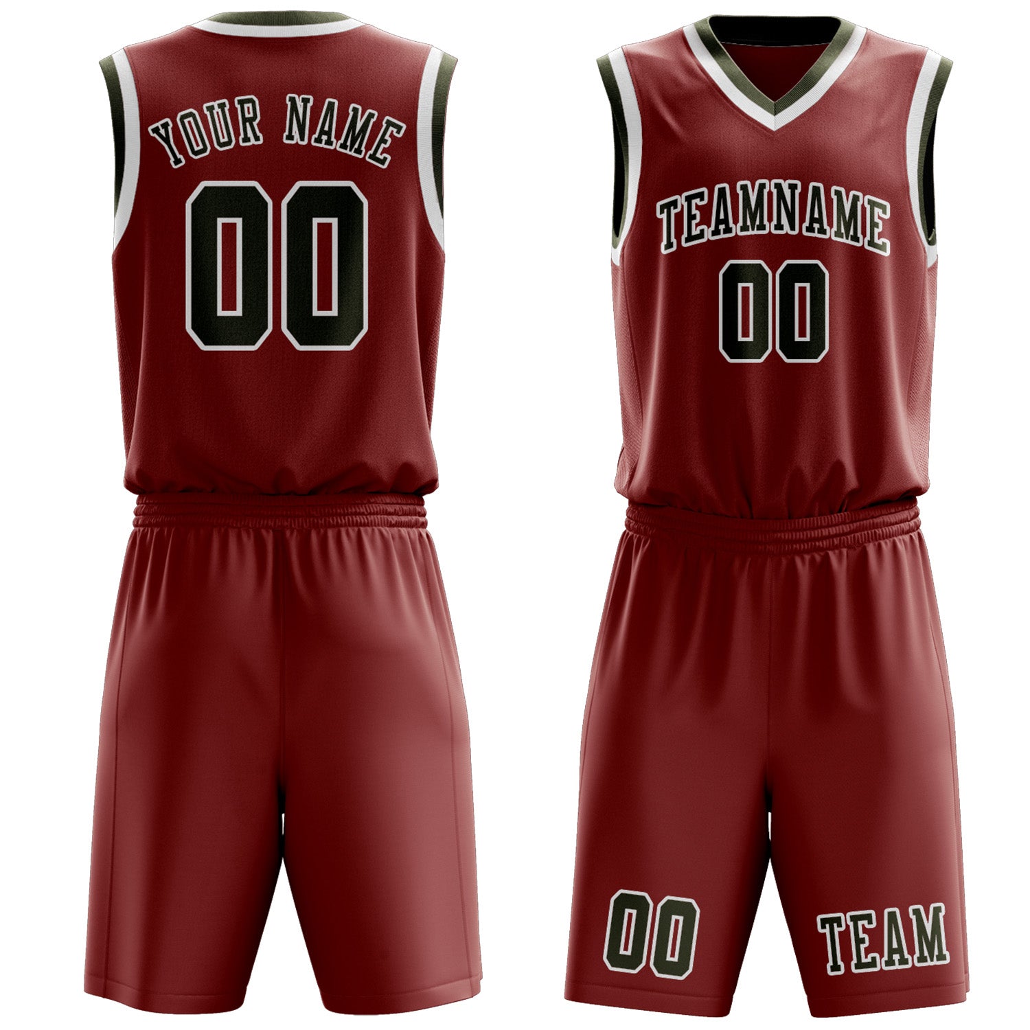 Custom Coral Red Olive Basketball Set