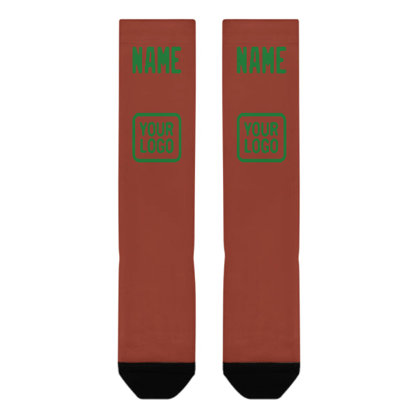 Custom Coral Red Emerald Green Knee-High Sock