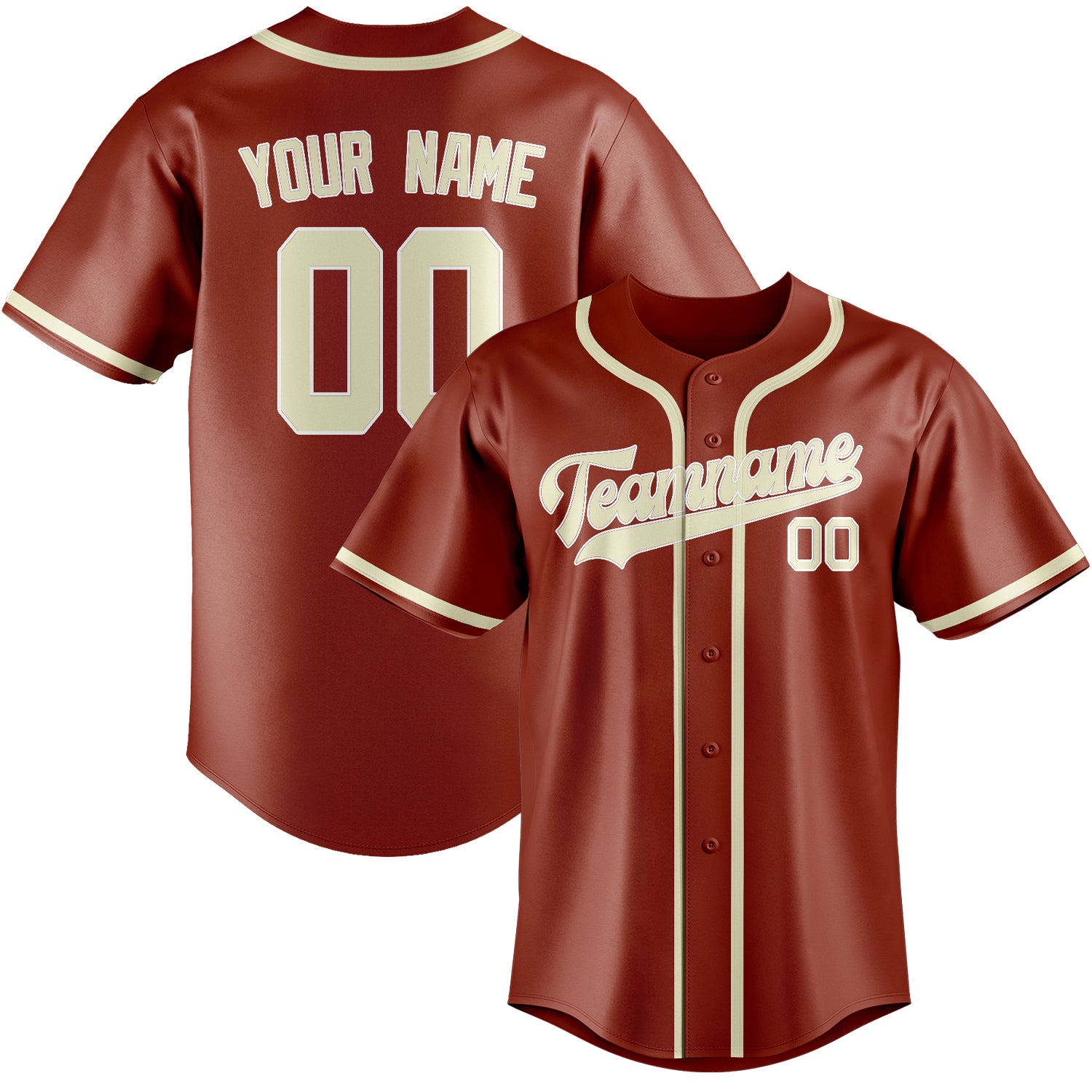 Custom Coral Red Cream Baseball Jersey