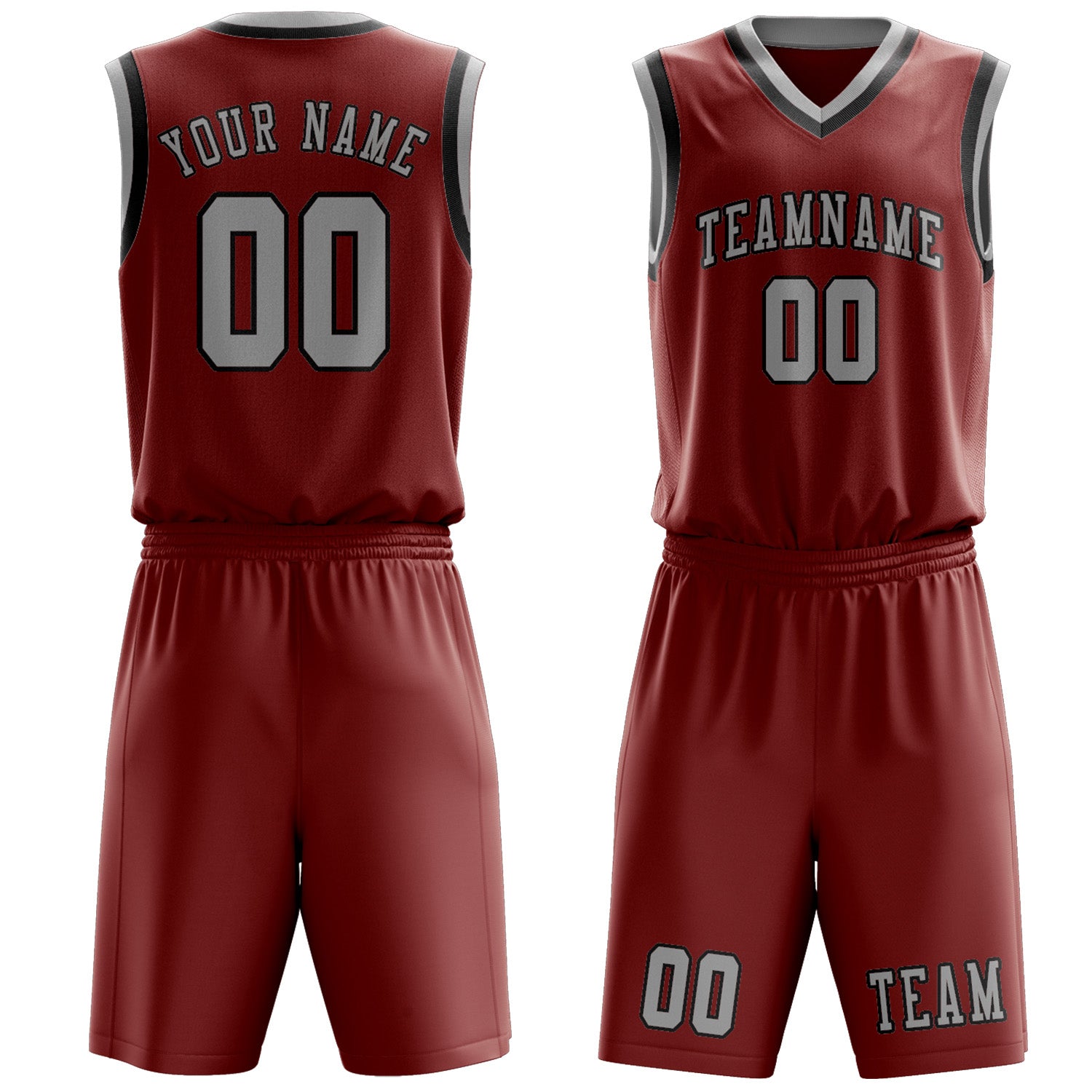 Custom Coral Red Gray Basketball Set