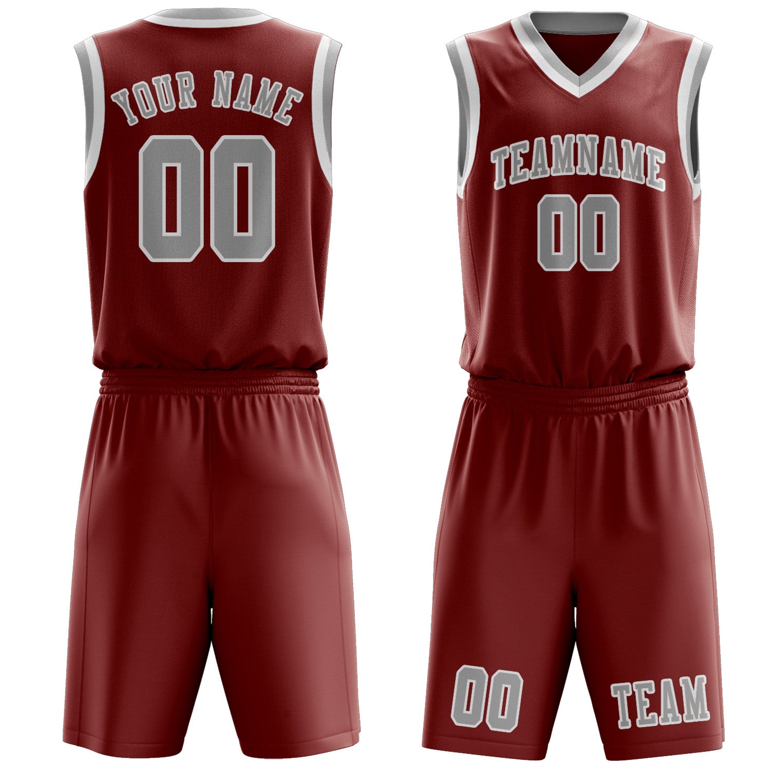 Custom Coral Red Gray Basketball Set