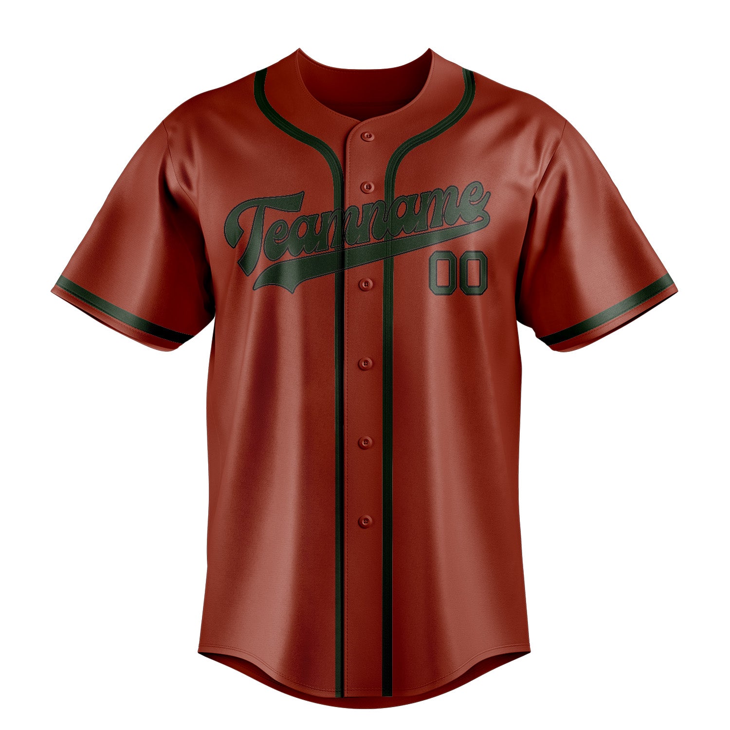 Custom Coral Red Dark Green Baseball Jersey