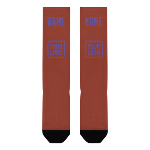 Custom Coral Red Light Purple Knee-High Sock