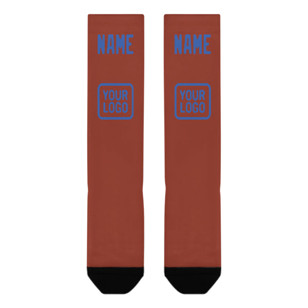 Custom Coral Red Sky Blue Knee-High Sock