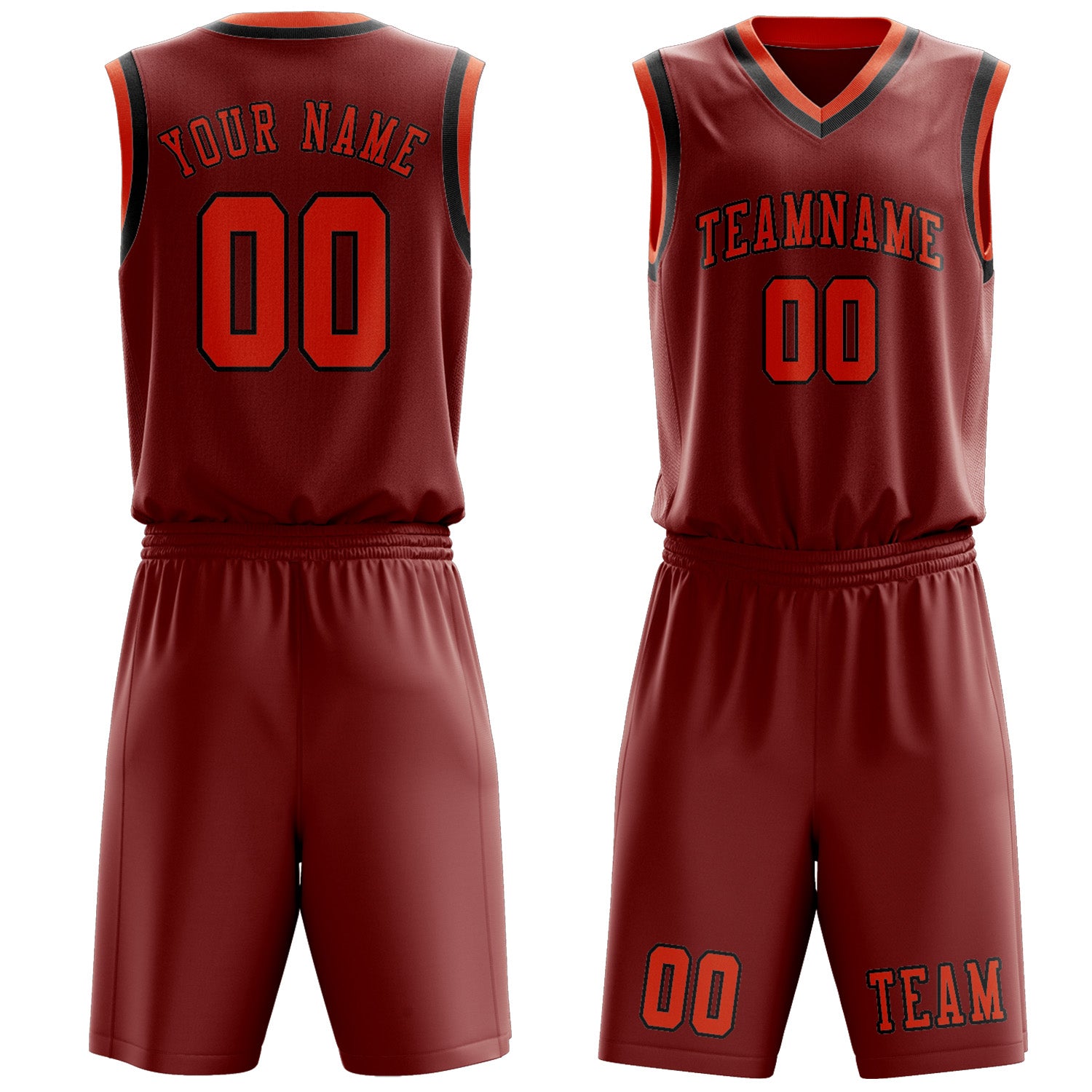 Custom Coral Red Orange Red Basketball Set