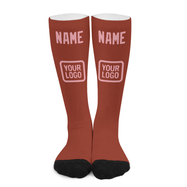 Custom Coral Red Light Pink Knee-High Sock