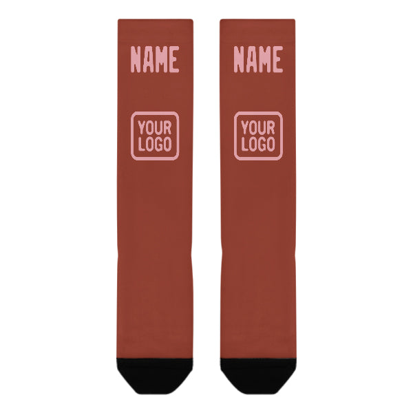 Custom Coral Red Light Pink Knee-High Sock