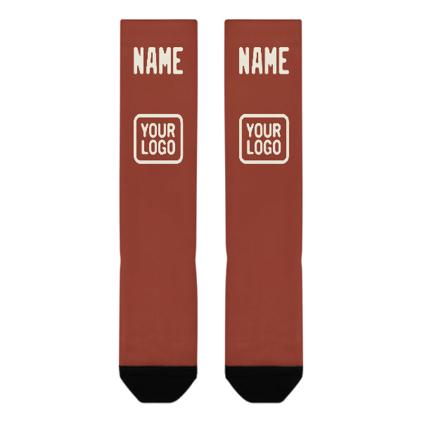 Custom Coral Red Cream Knee-High Sock