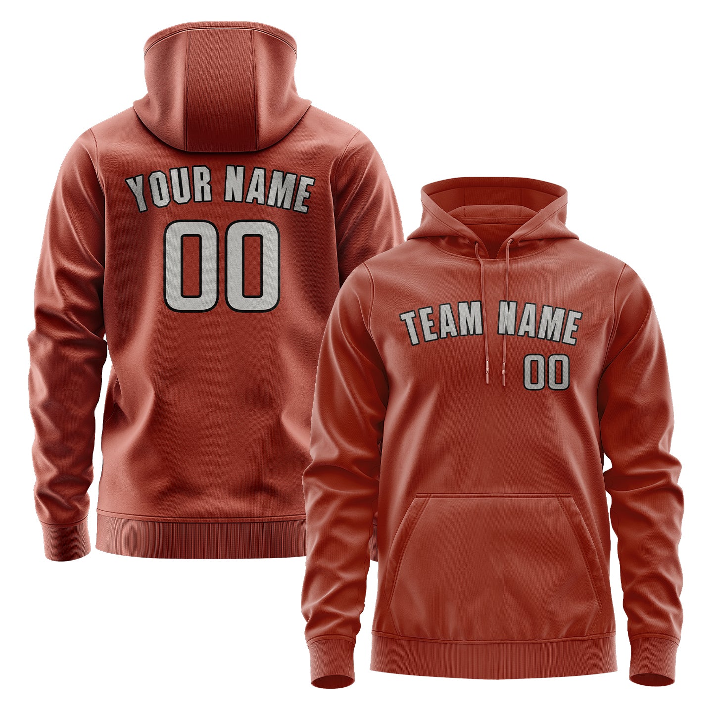 Custom Coral Red Gray Hoodie