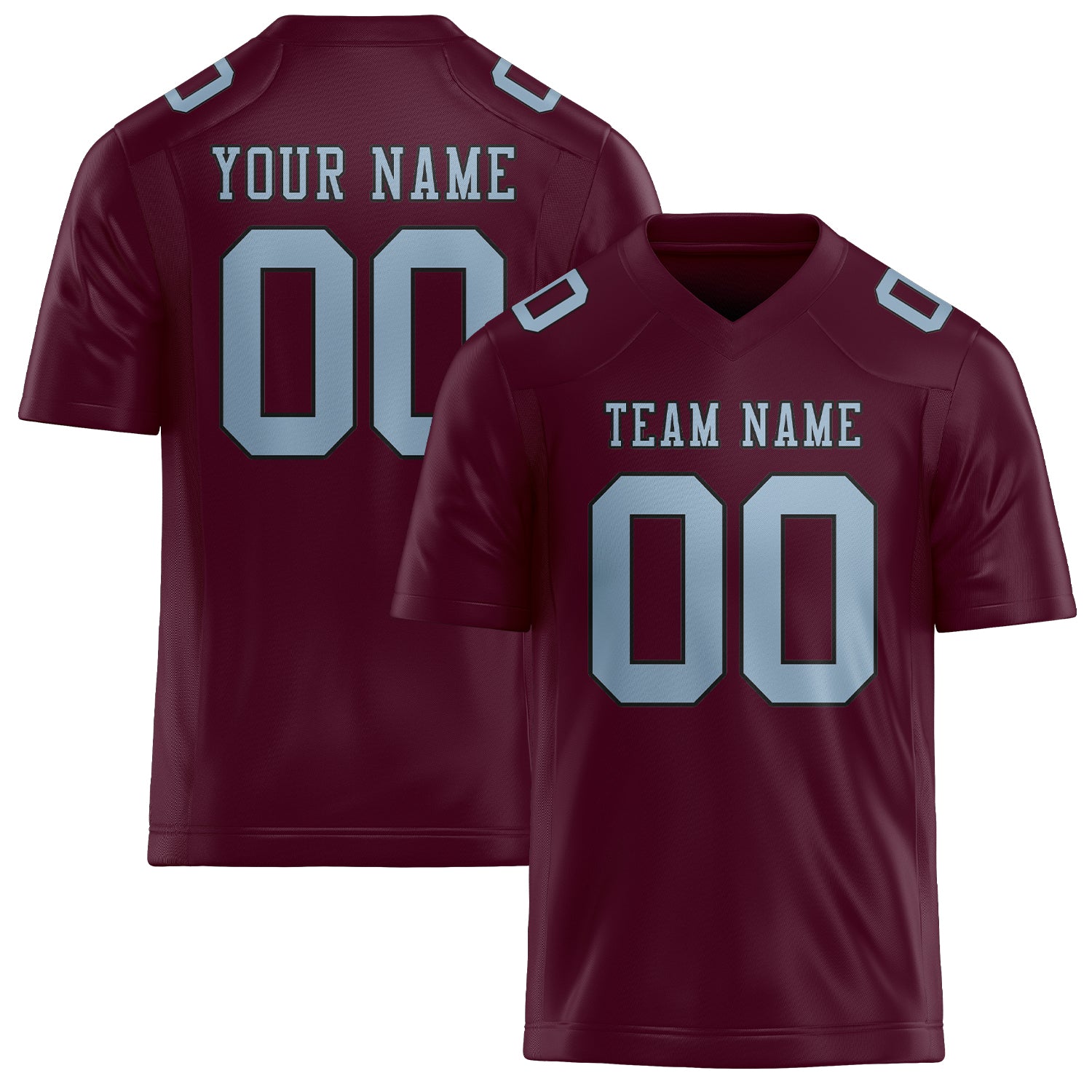 Custom Coral Red Light Blue Football Jersey