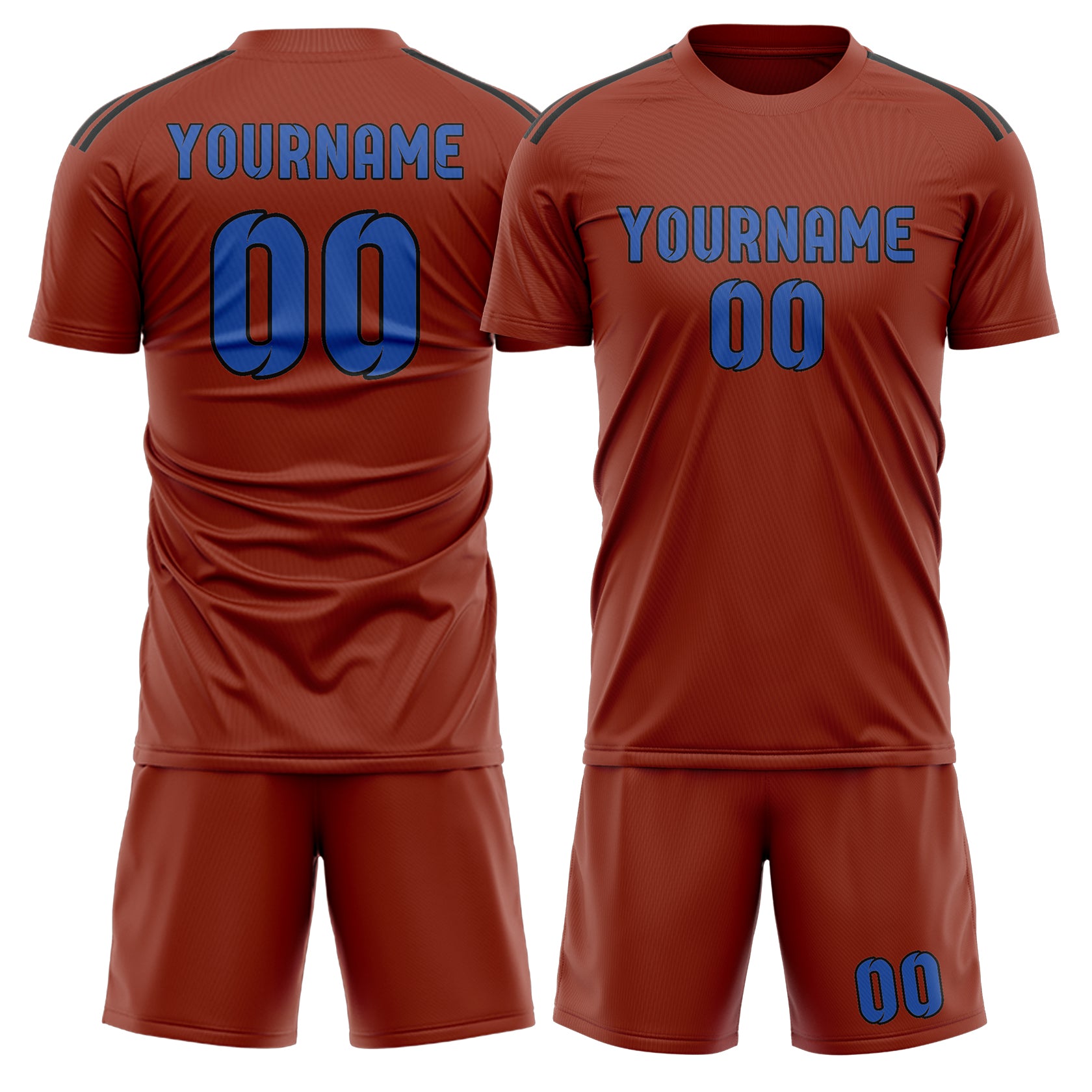 Custom Coral Red Sky Blue Soccer Set