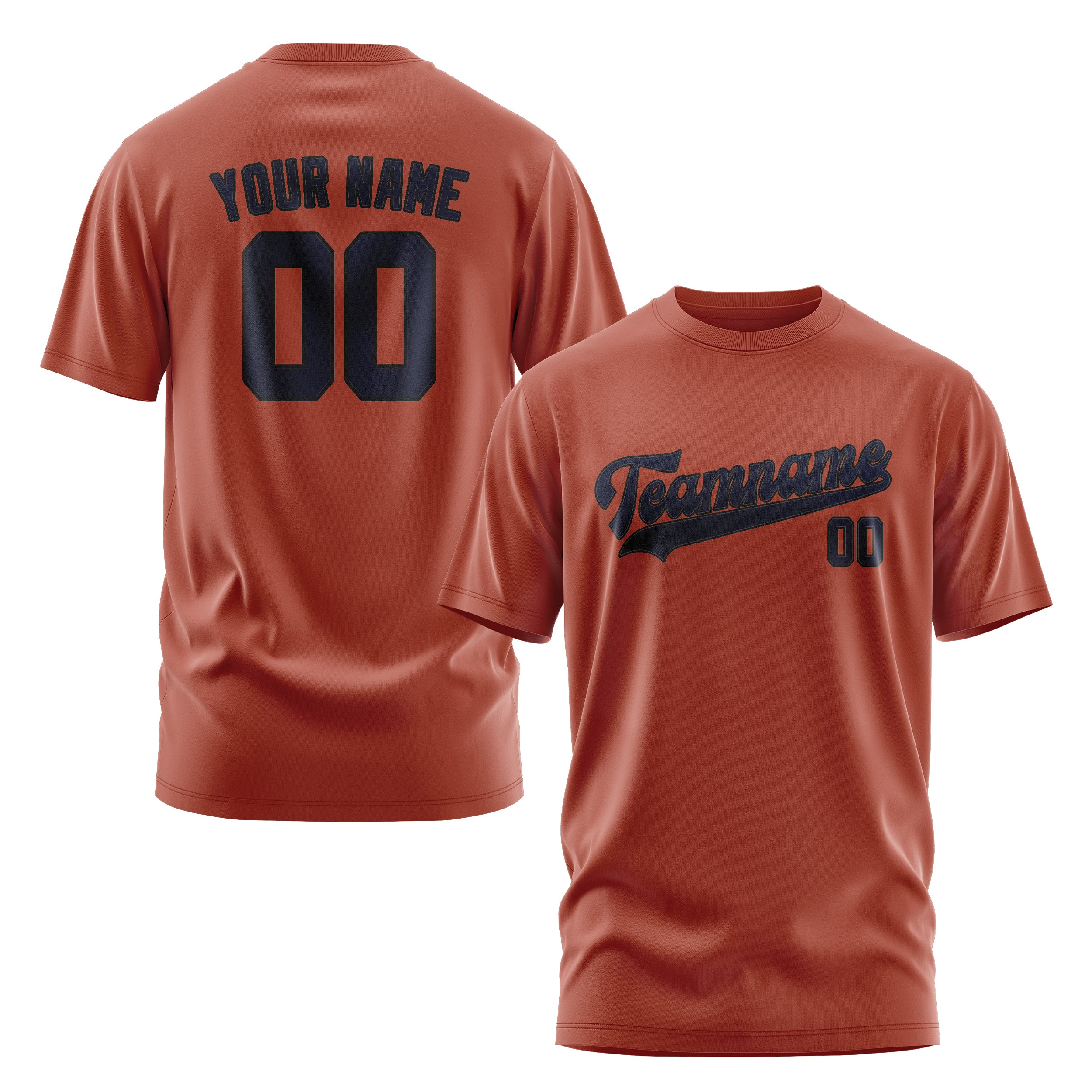 Custom Coral Red Navy T-Shirt