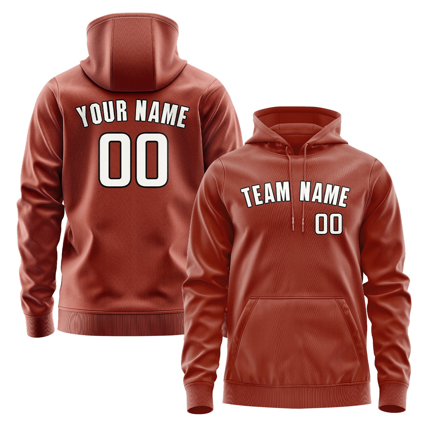 Custom Coral Red White Hoodie