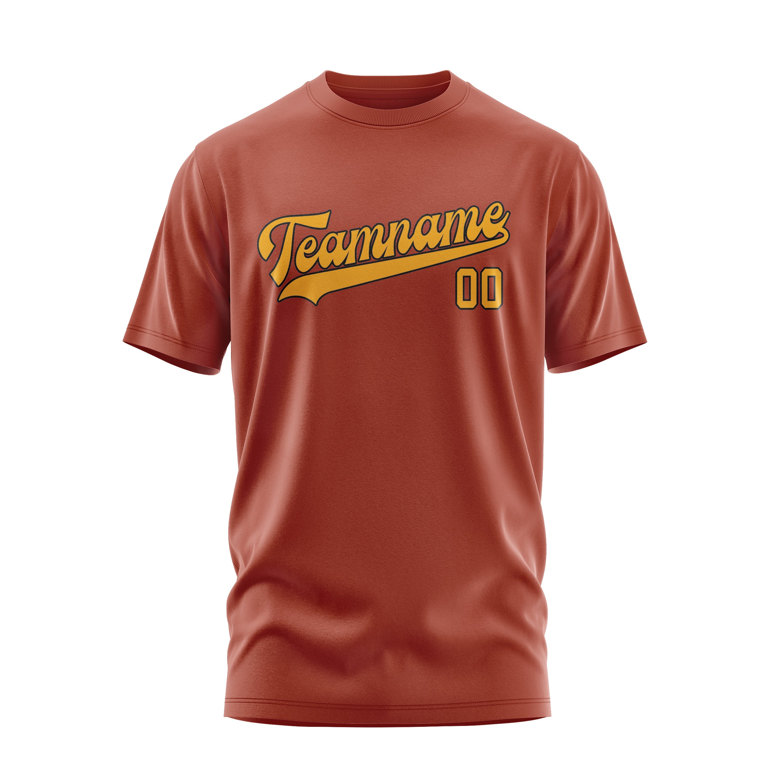 Custom Coral Red Yellow T-Shirt