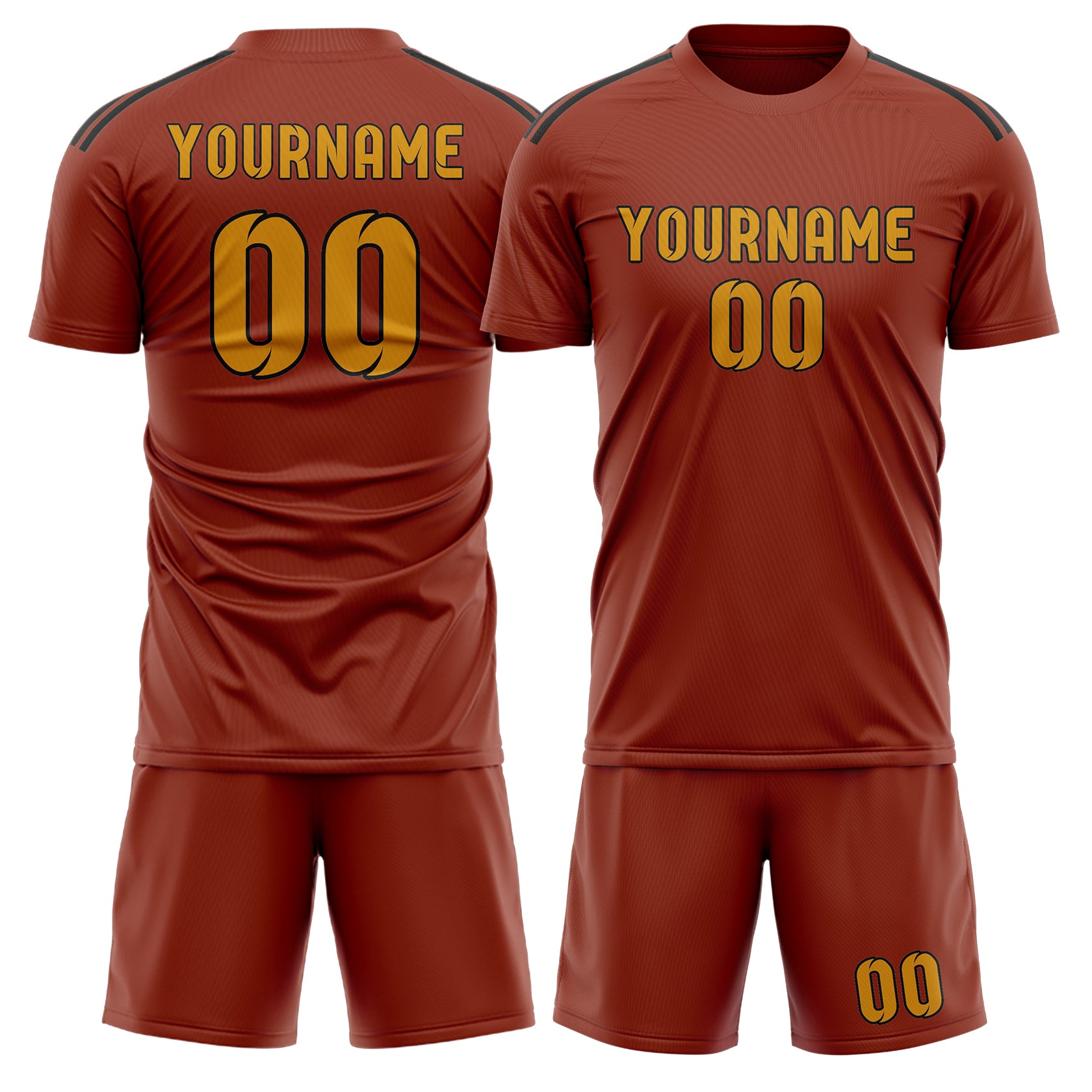 Custom Coral Red Yellow Soccer Set