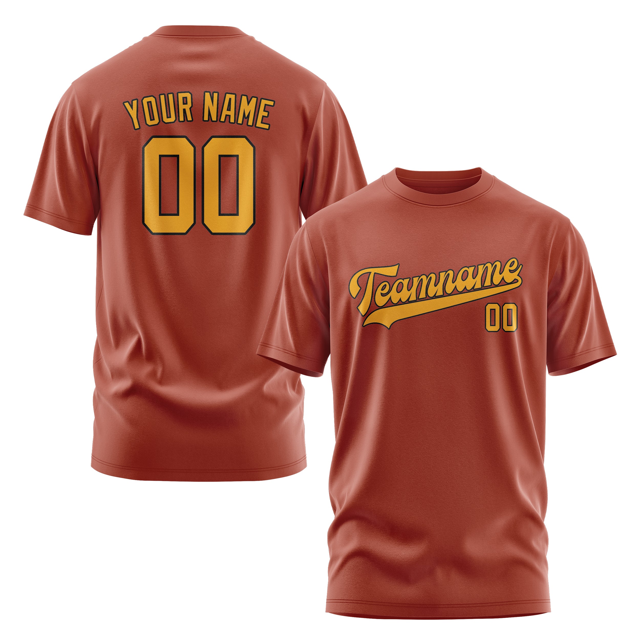 Custom Coral Red Yellow T-Shirt