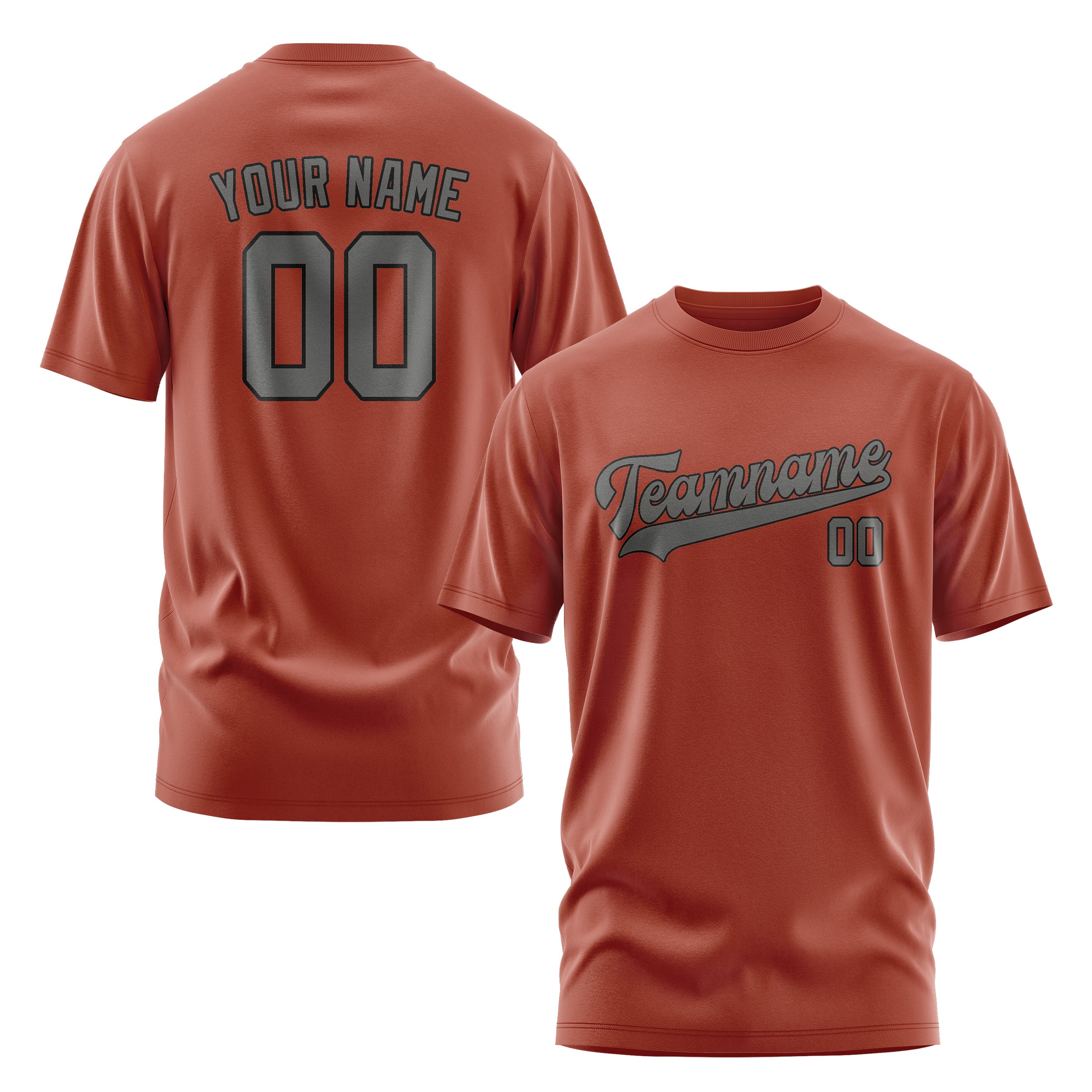 Custom Coral Red Dark Grey T-Shirt