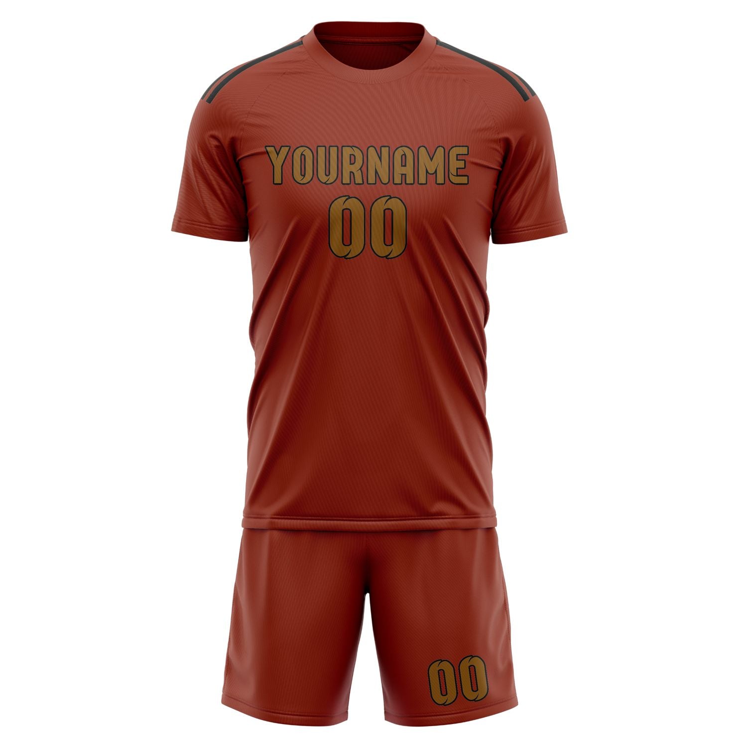 Custom Coral Red Khaki Soccer Set