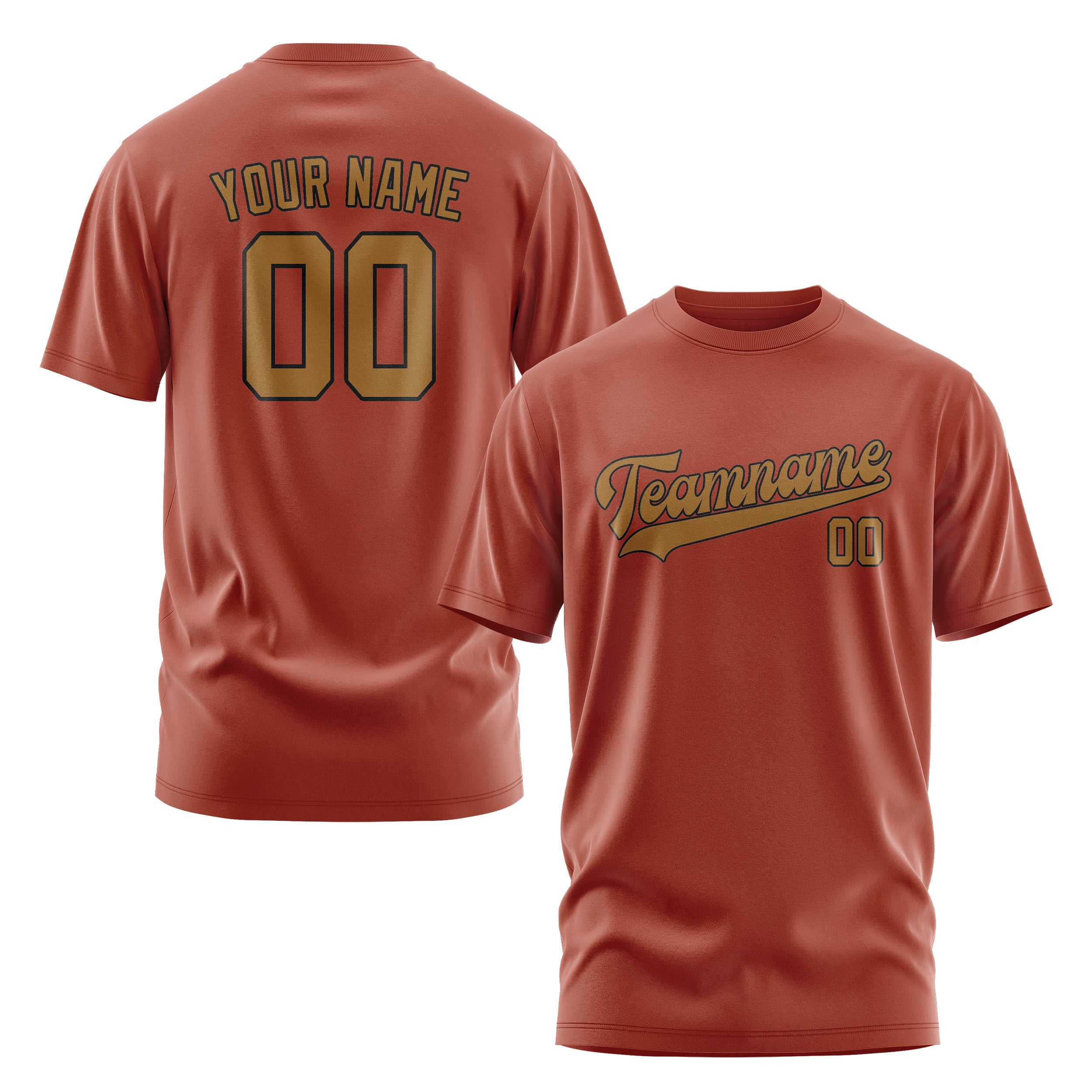 Custom Coral Red Khaki T-Shirt