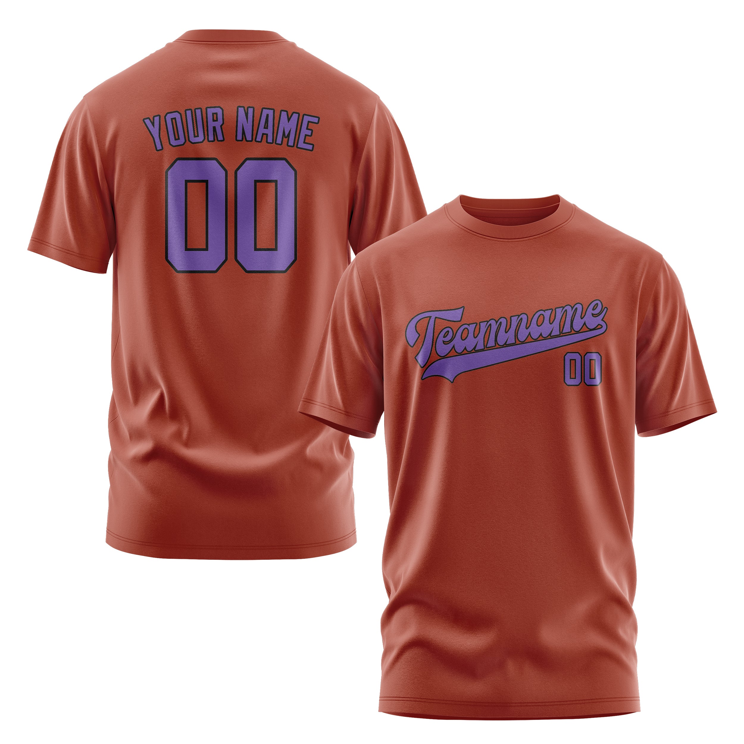 Custom Coral Red Light Purple T-Shirt