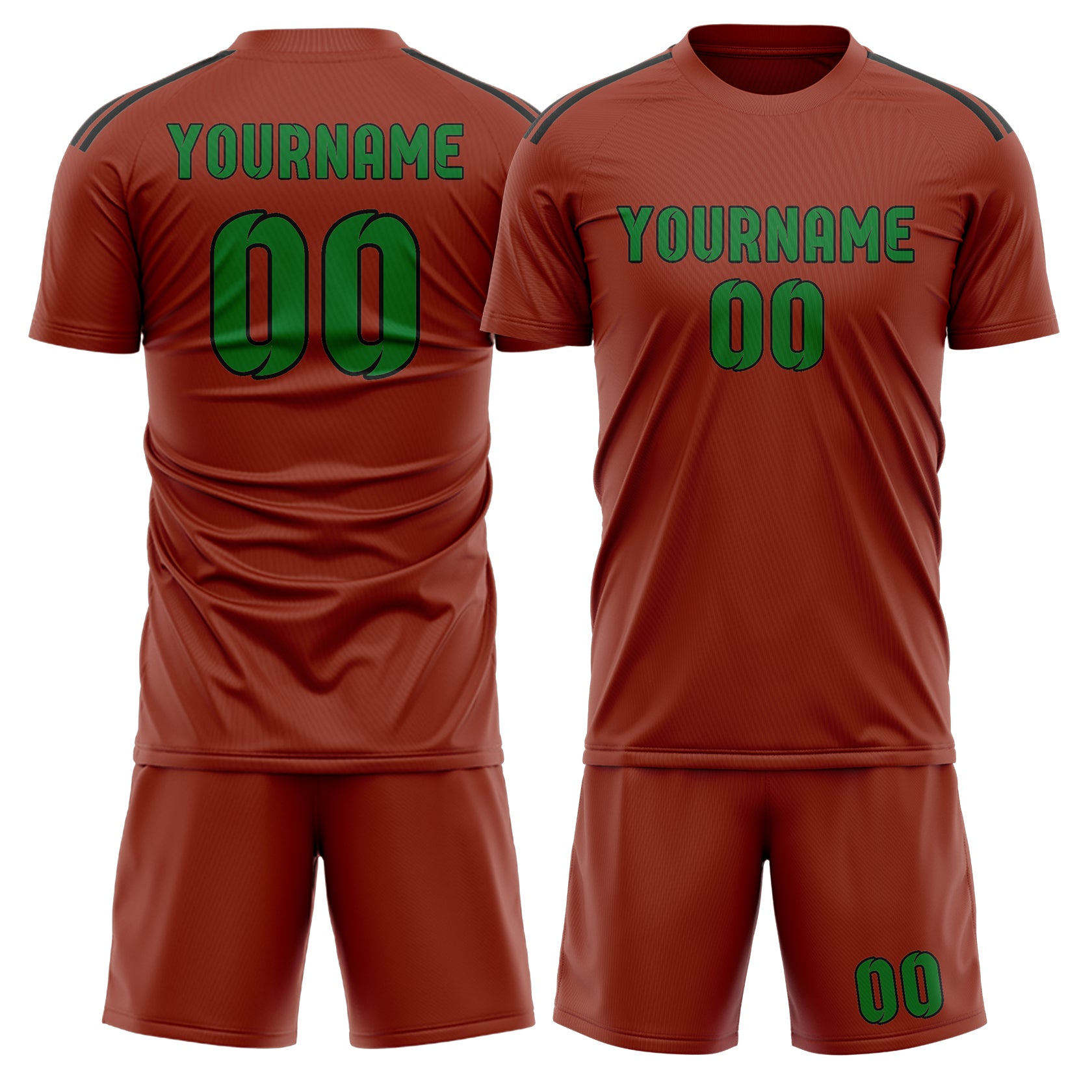 Custom Coral Red Emerald Green Soccer Set