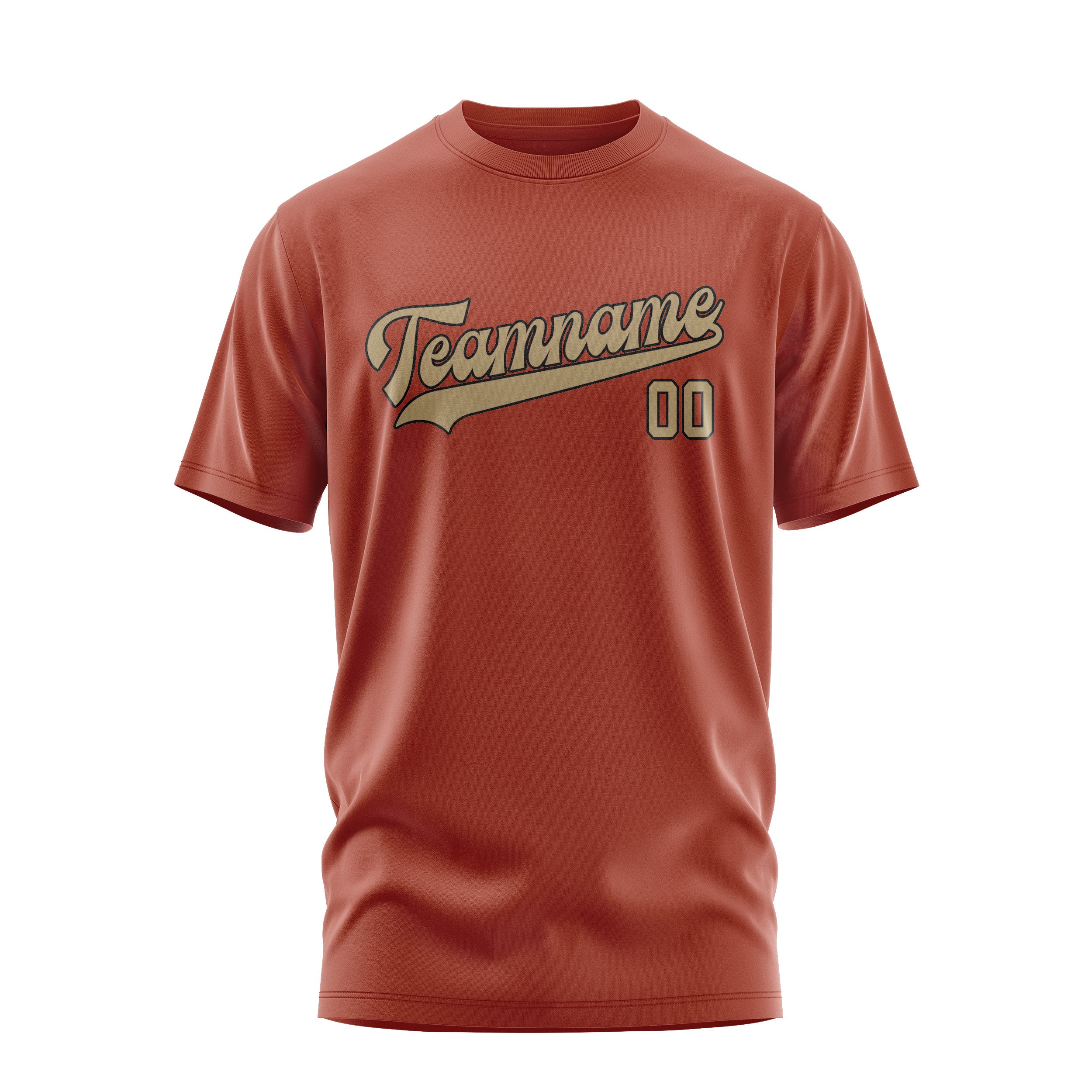 Custom Coral Red Light Khaki T-Shirt