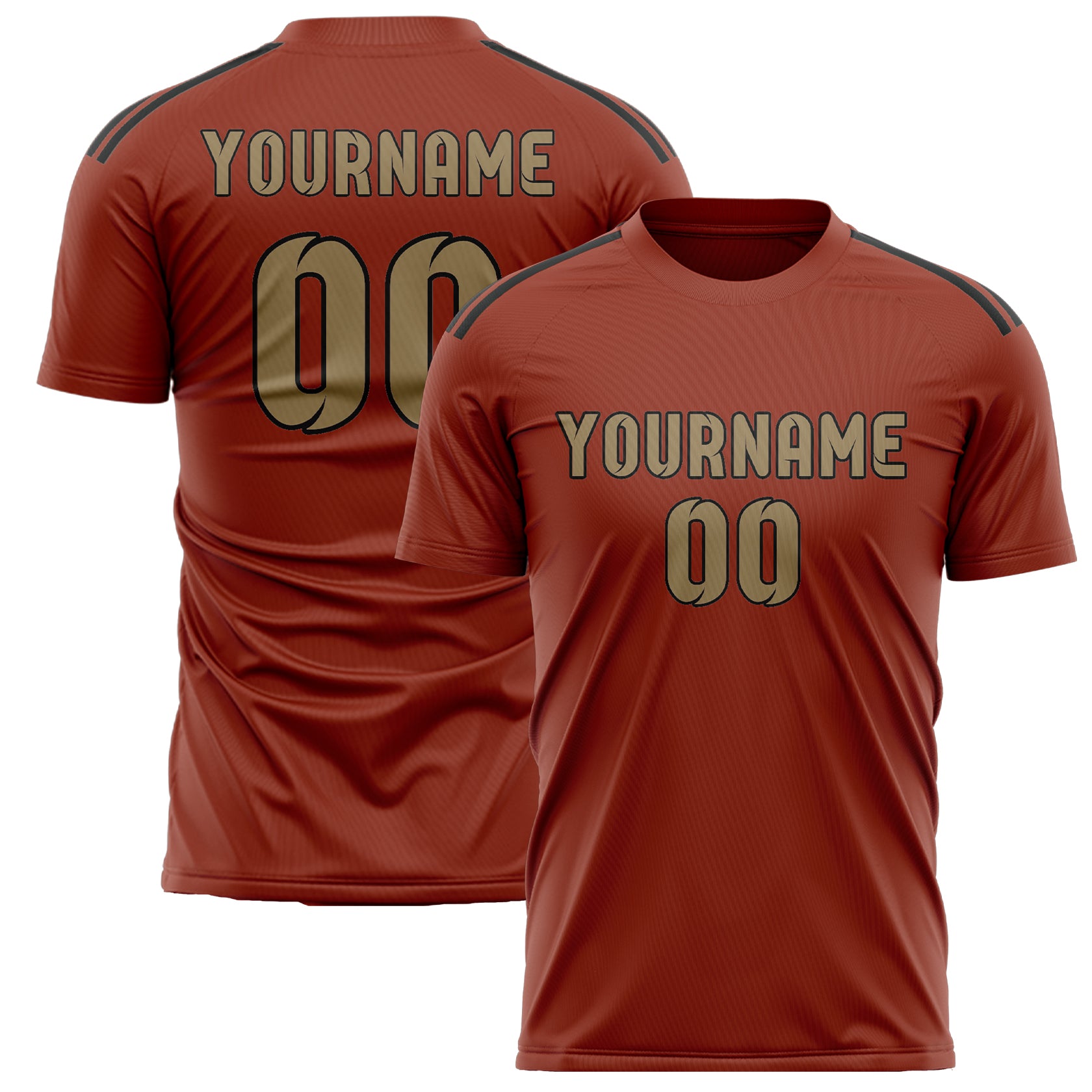 Custom Coral Red Light Khaki Soccer Jersey