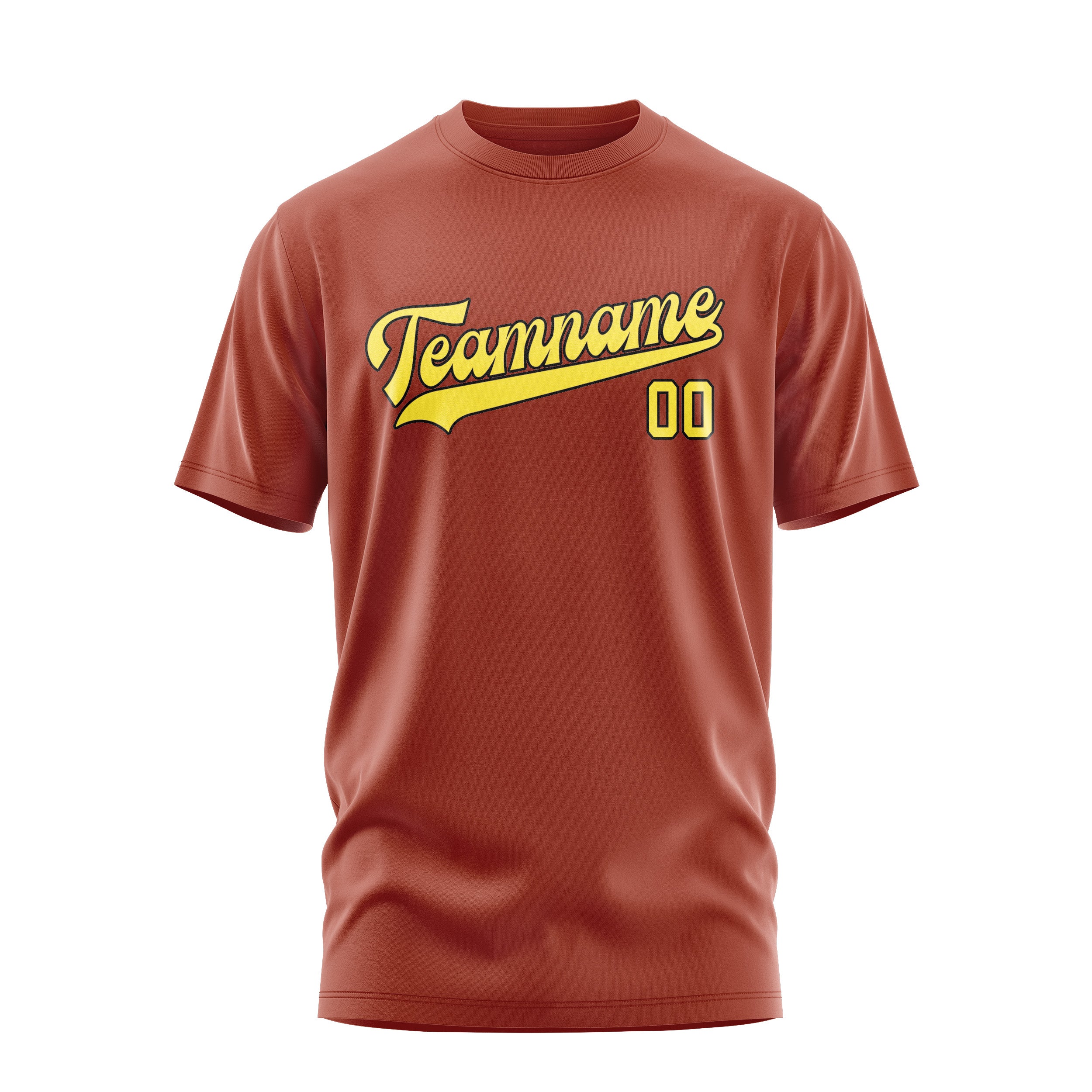 Custom Coral Red Light Yellow T-Shirt