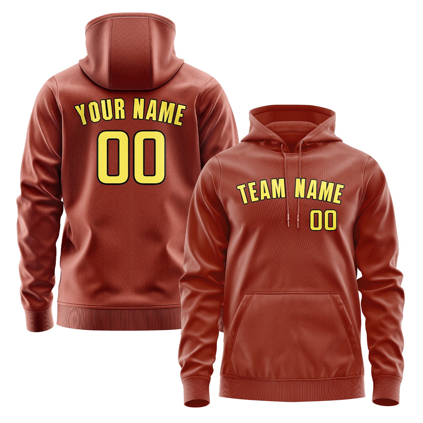 Custom Coral Red Light Yellow Hoodie