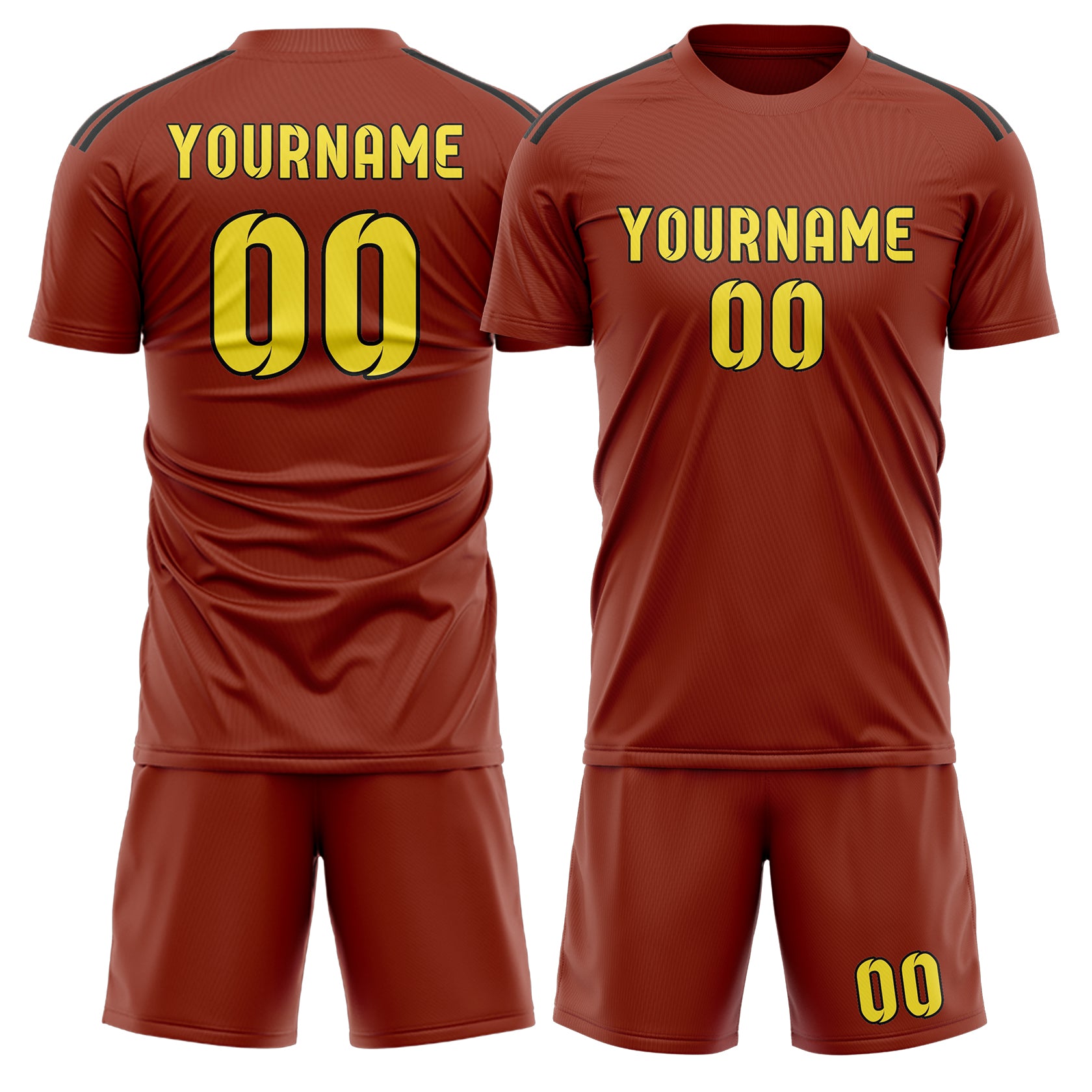Custom Coral Red Light Yellow Soccer Set