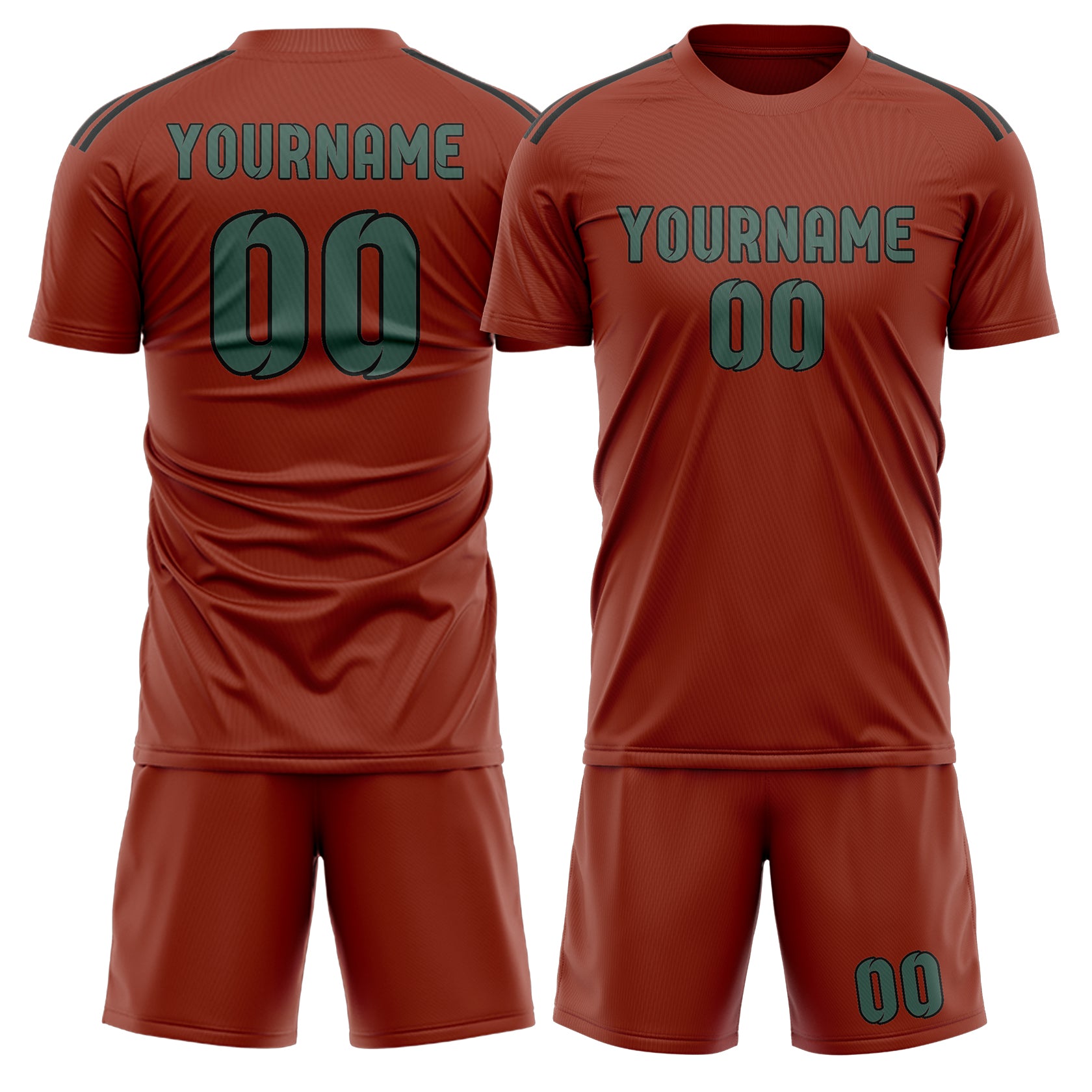 Custom Coral Red Blue Green Soccer Set