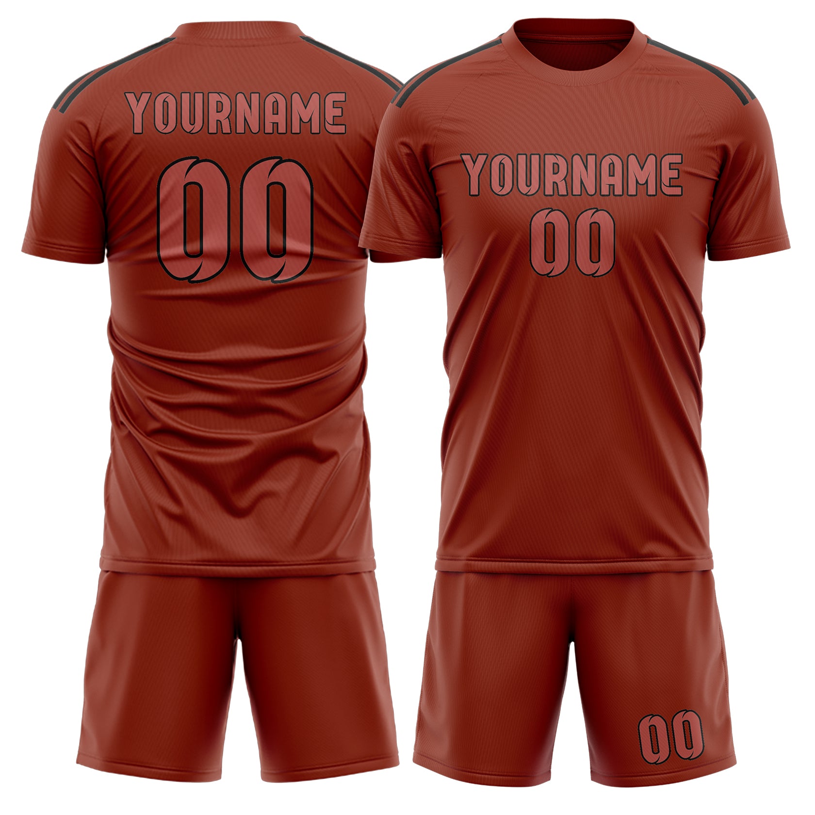 Custom Coral Red Copper Rose Soccer Set