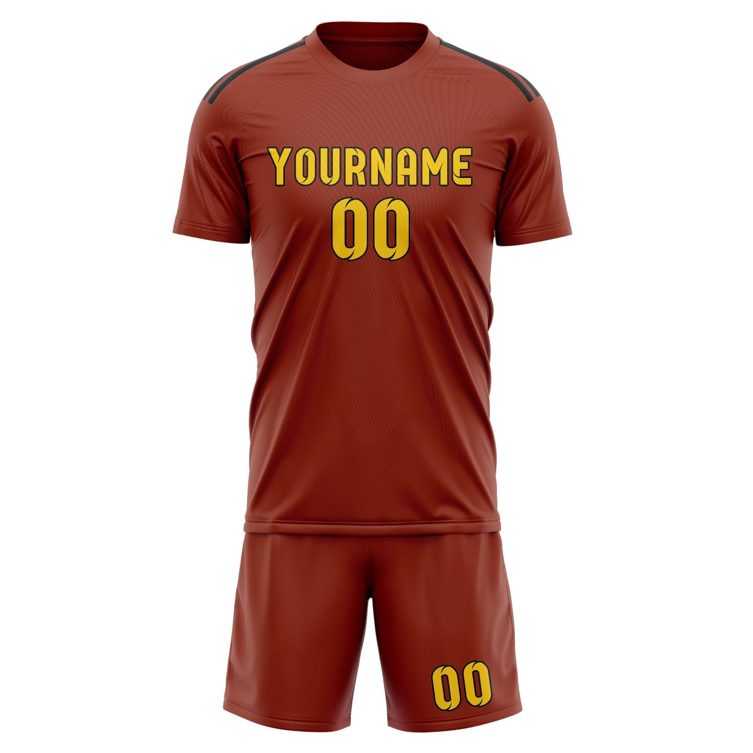 Custom Coral Red Gold Soccer Set