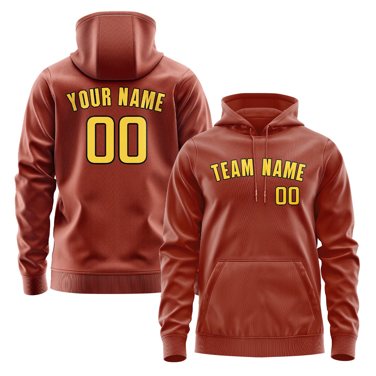 Custom Coral Red Gold Hoodie
