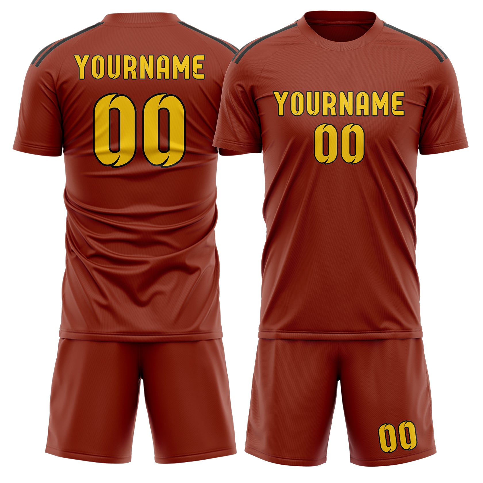 Custom Coral Red Gold Soccer Set
