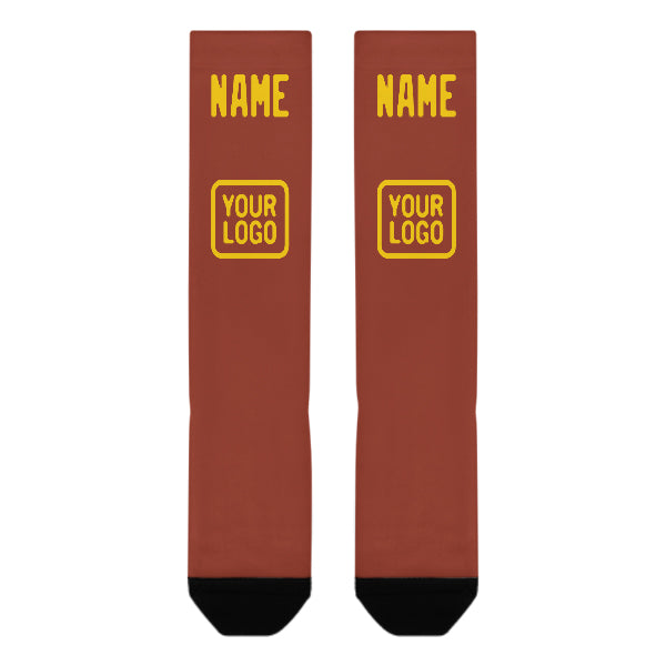 Custom Coral Red Gold Knee-High Sock