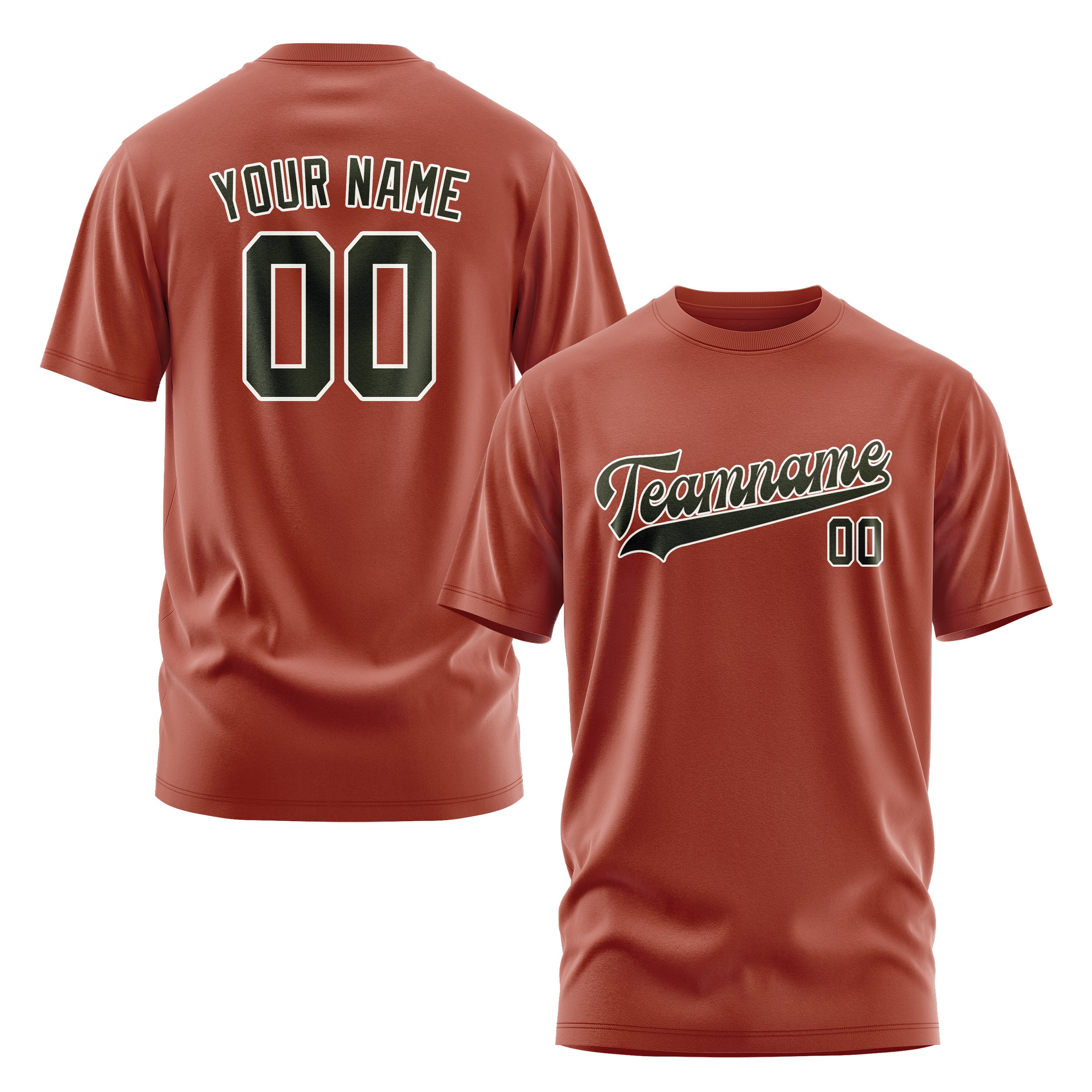 Custom Coral Red Olive T-Shirt