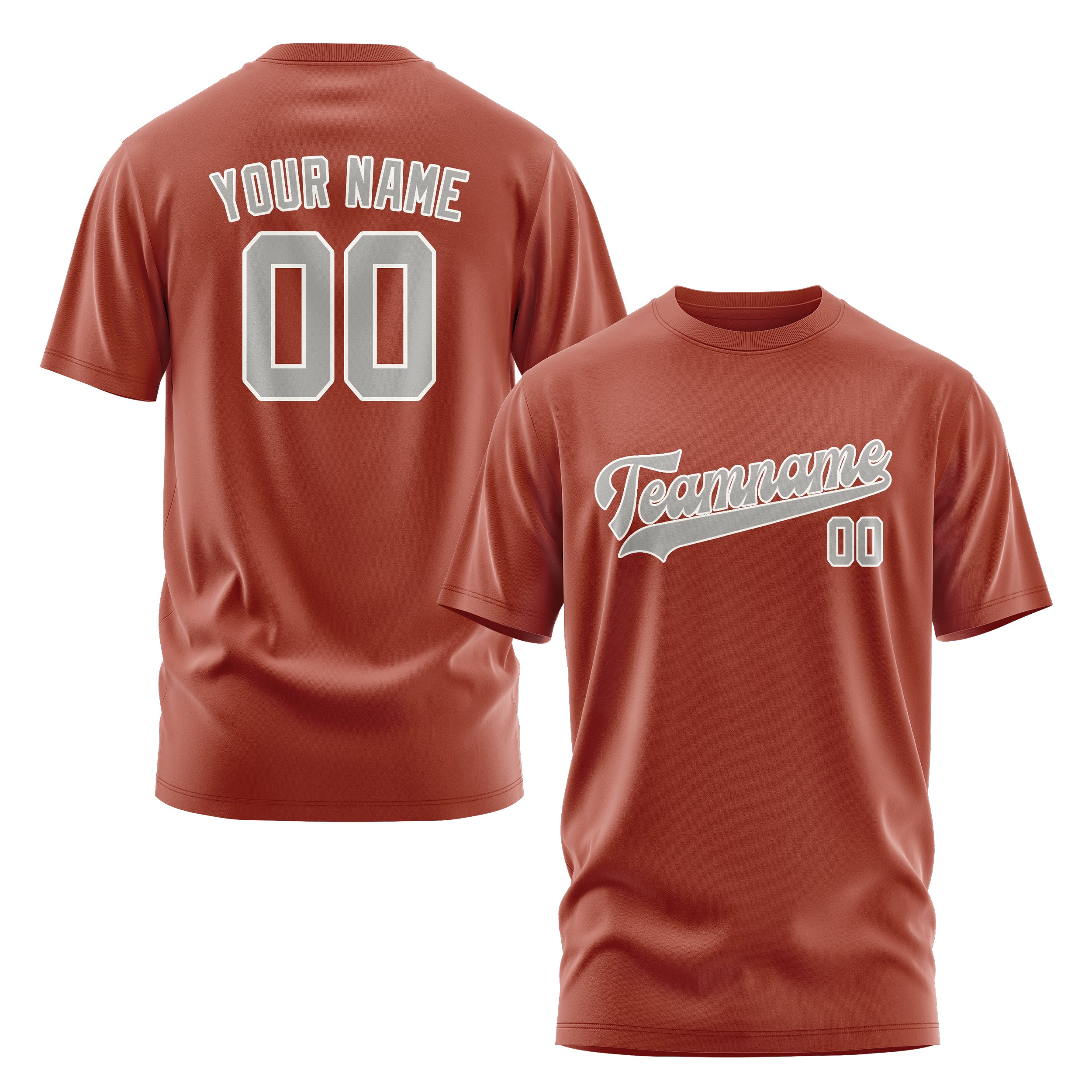 Custom Coral Red Gray T-Shirt